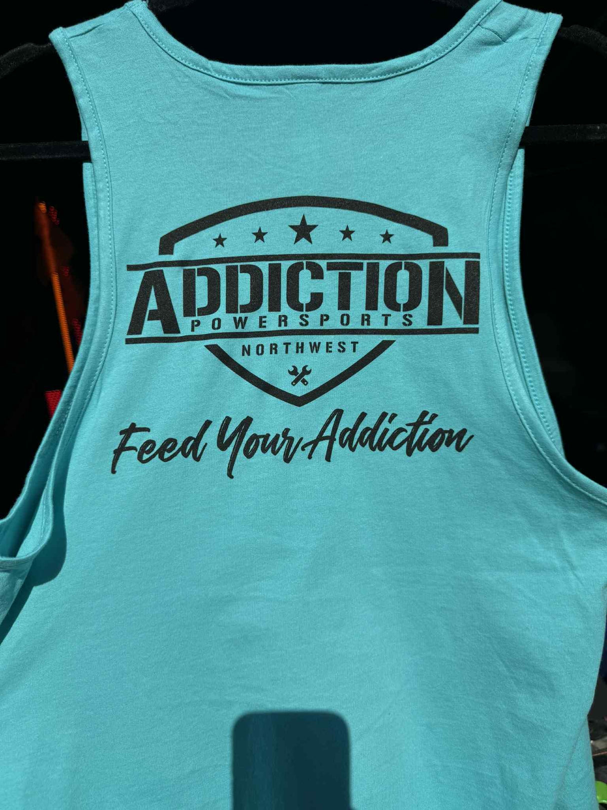Addiction Powersports NW LOGO Tank Top Tahiti Blue/ Black Logo