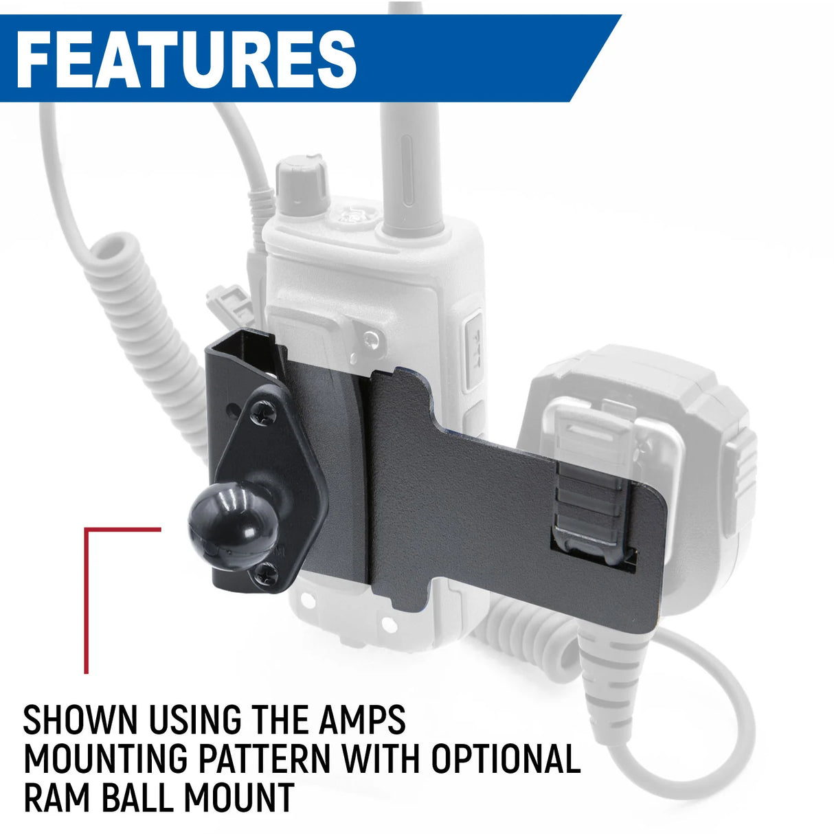 Rugged Radios Handheld Radio and Hand Mic Mount for R1 / GMR2 / RDH16 / V3 / RH5R