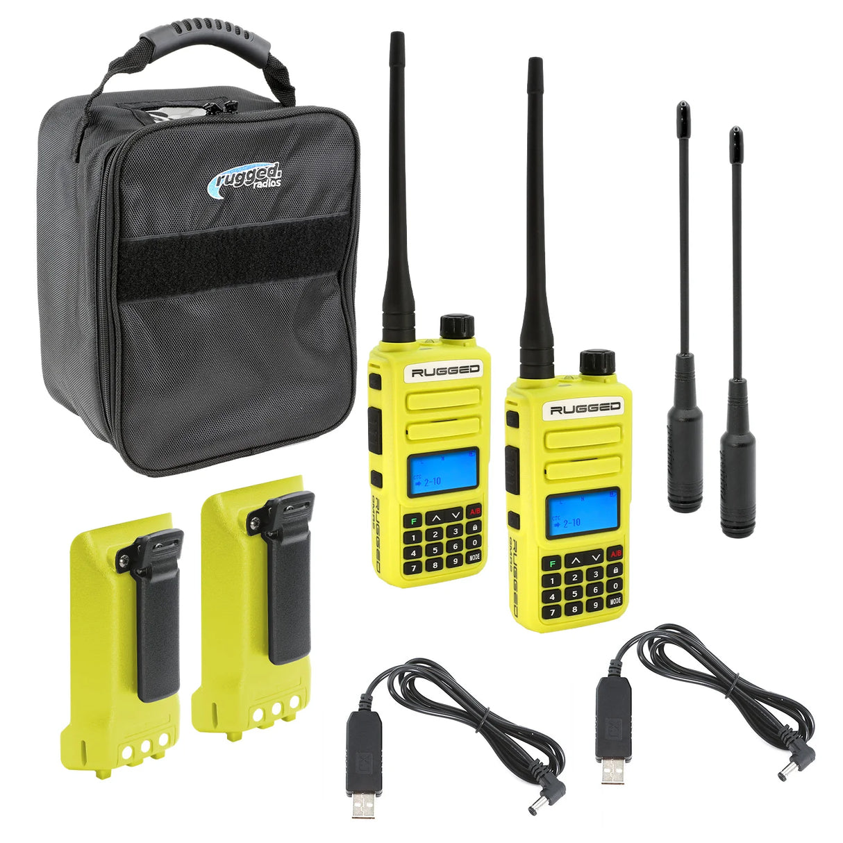 Rugged Radios Adventure Pack - Rugged GMR2 PLUS - GMRS and FRS Two Way Handheld Radios with Accessories- Safety Orange