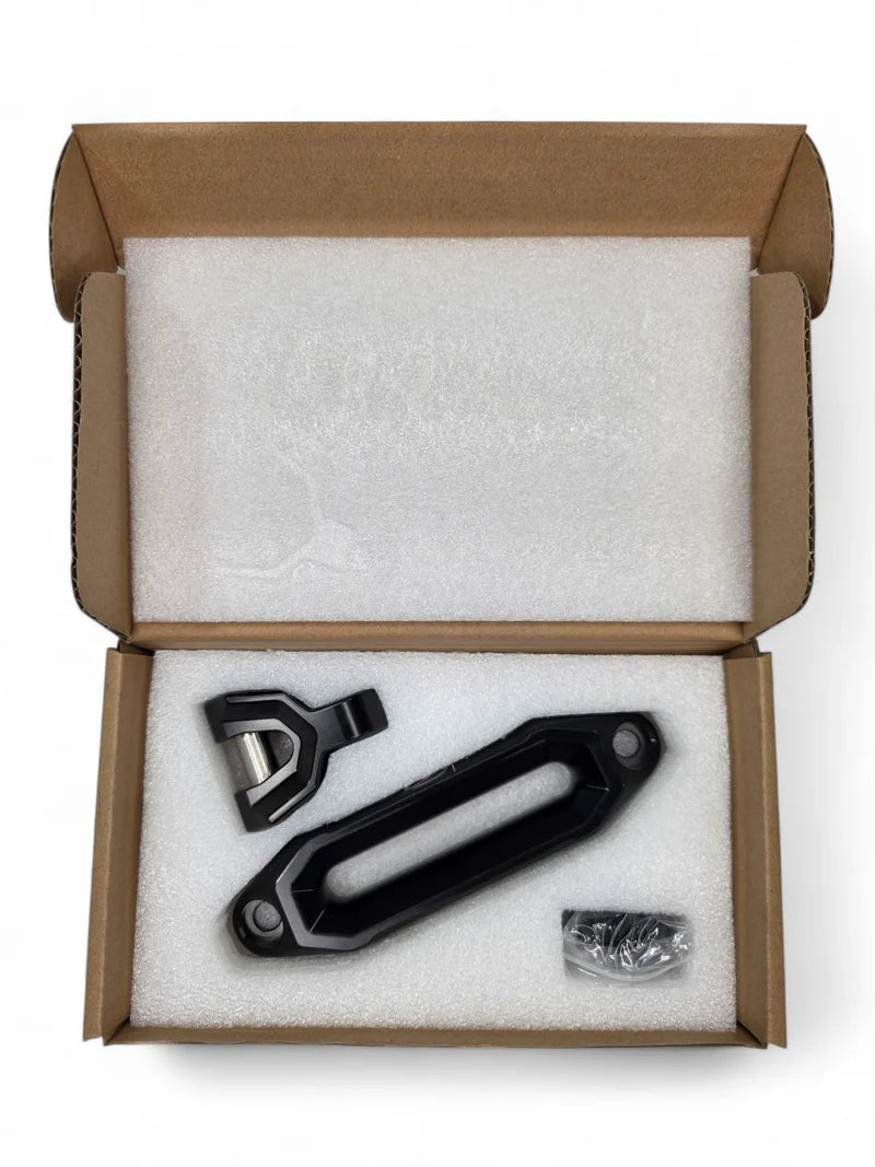 Elektric Offroad Winch Hawse Fairlead and Hook Combo Anodized Black