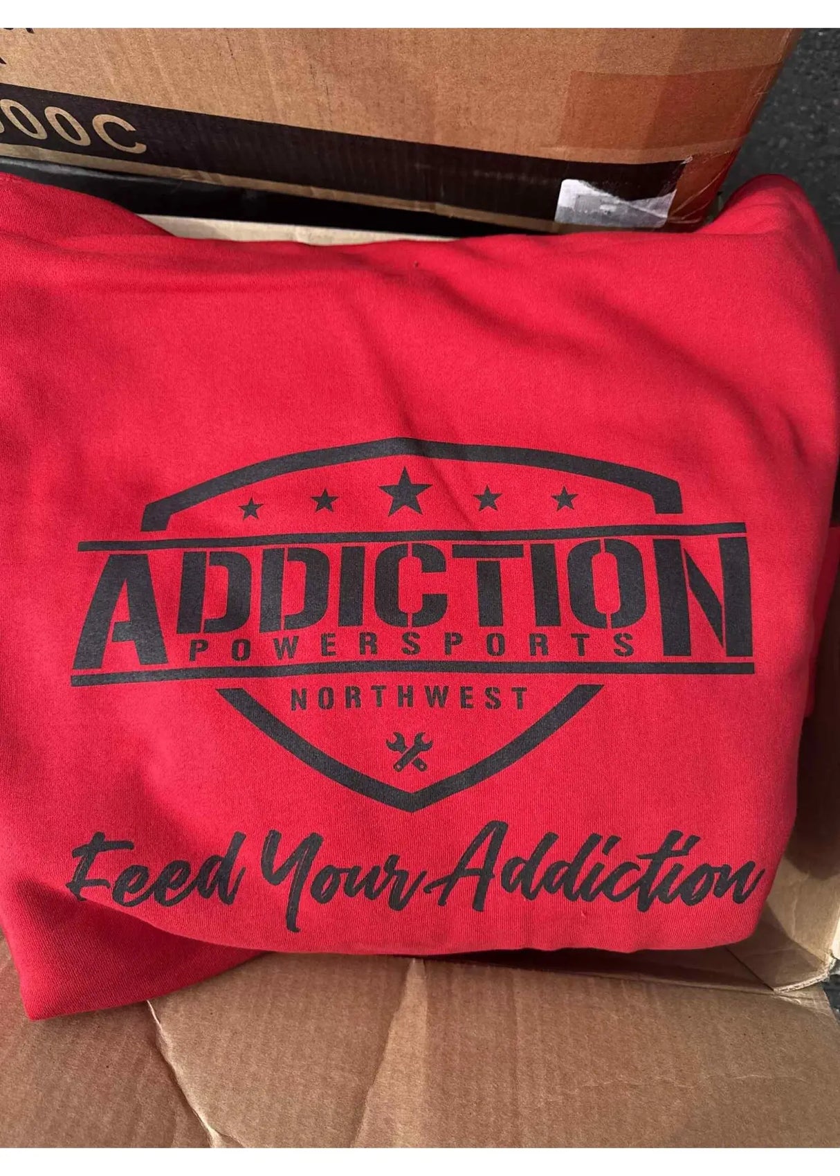 Addiction Powersports NW Pull Over Hoodie Red With Black Logo XS