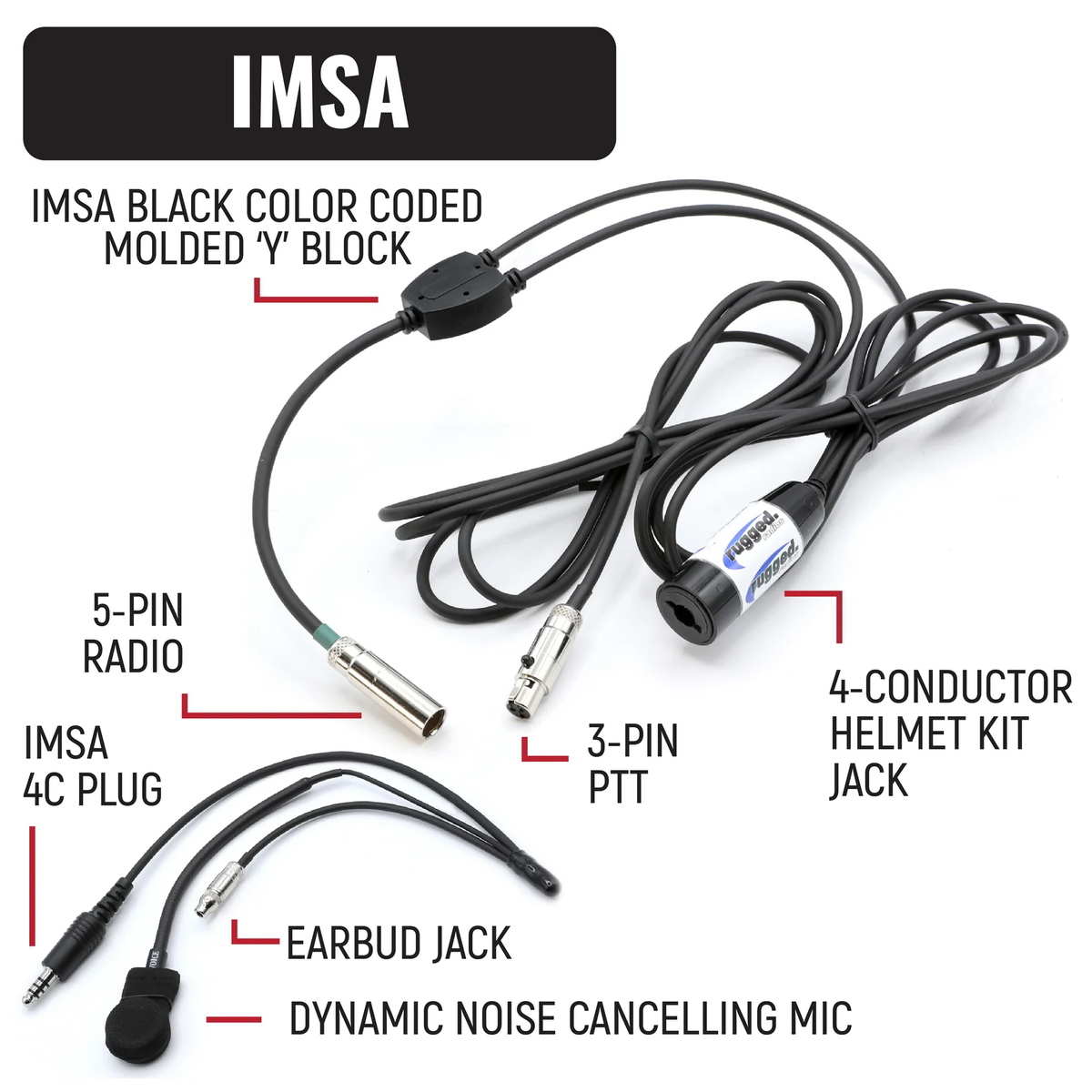 Rugged Radios IMSA Driver and Crew Chief Long Track Racing Kit with RDH16 Radios