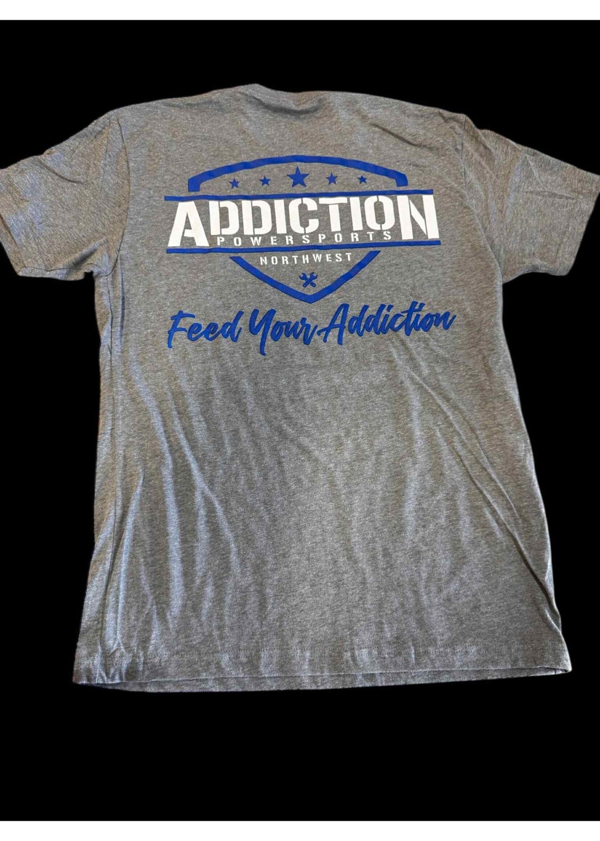 Addiction Powersports NW T-Shirt Light Grey with Royal Blue Logo