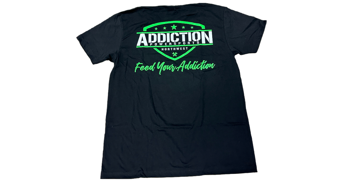 Addiction Powersports NW T-Shirt Black with Green Logo