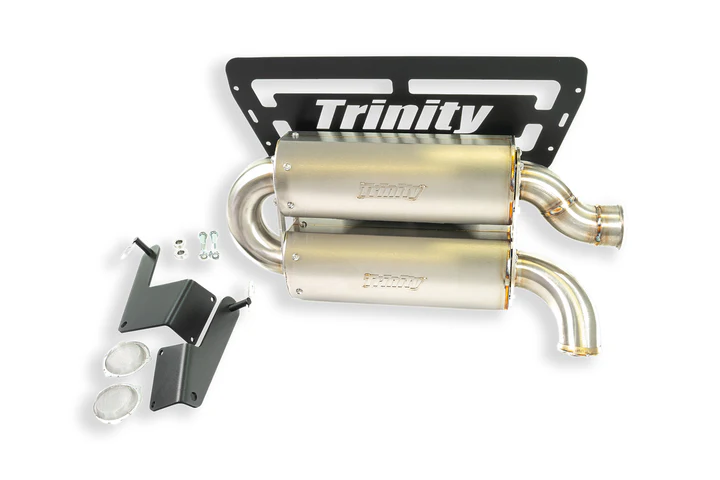 Trinity Racing 2024+ RZR XP 1000 Dual Quiet Muffler (Single Outlet)-Stainless