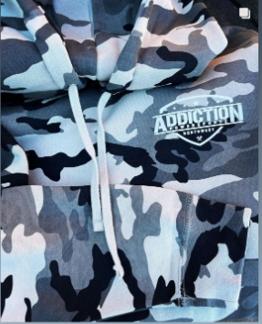 Addiction Powersports NW Pull Over Hoodie Snow Camo with White Logo
