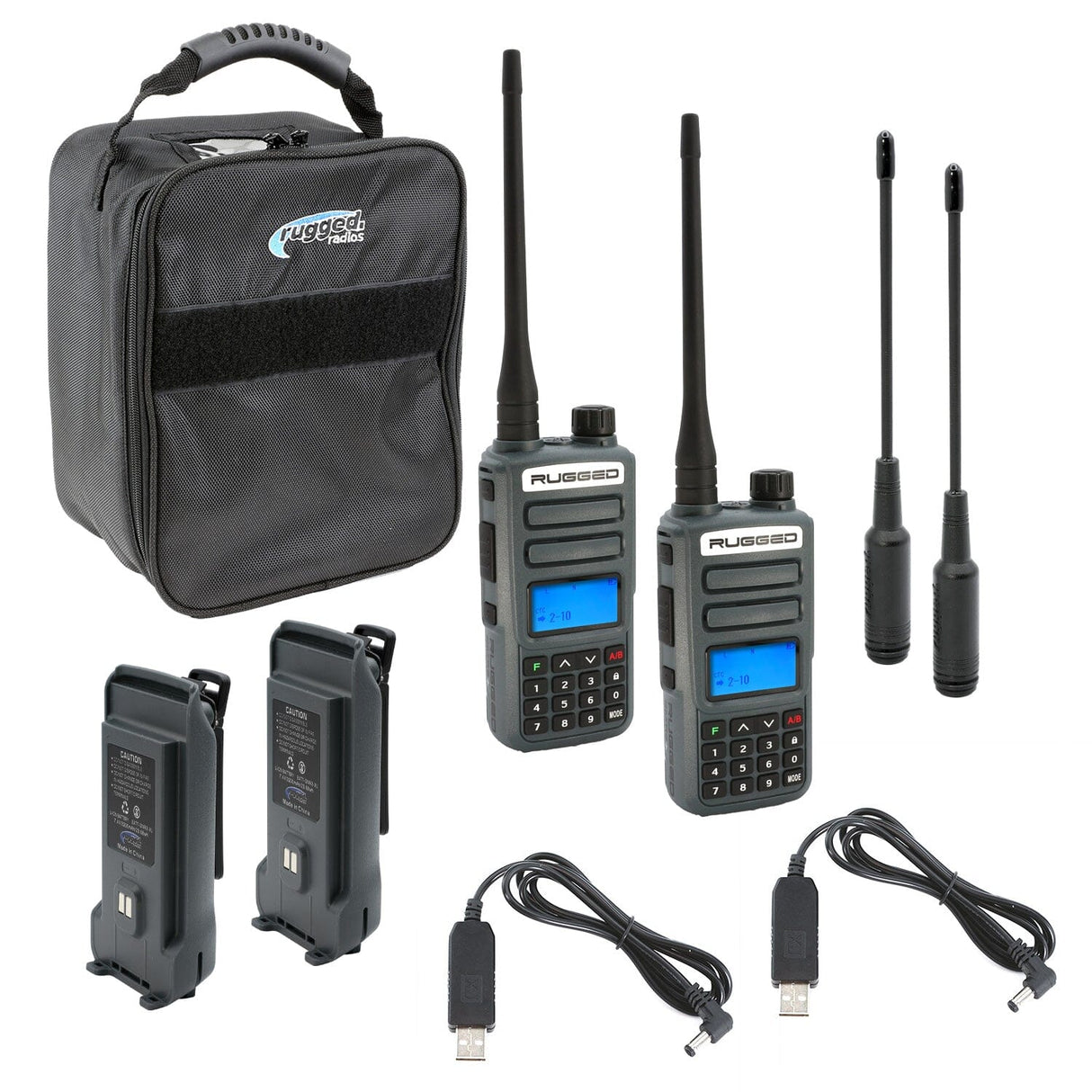 Rugged Radios Adventure Pack - Rugged GMR2 PLUS - GMRS and FRS Two Way Handheld Radios with Accessories- Safety Orange