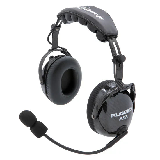 Rugged Radios AlphaBass Carbon Fiber Stereo Headset with Bass Boost and Volume Control
