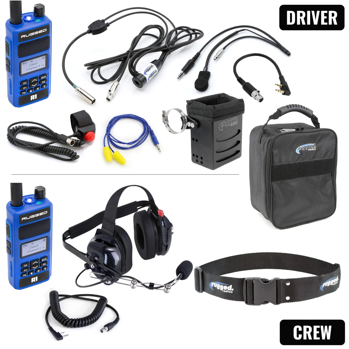 Rugged Radios IMSA Driver and Crew Chief Racing Kit with R1 Radios