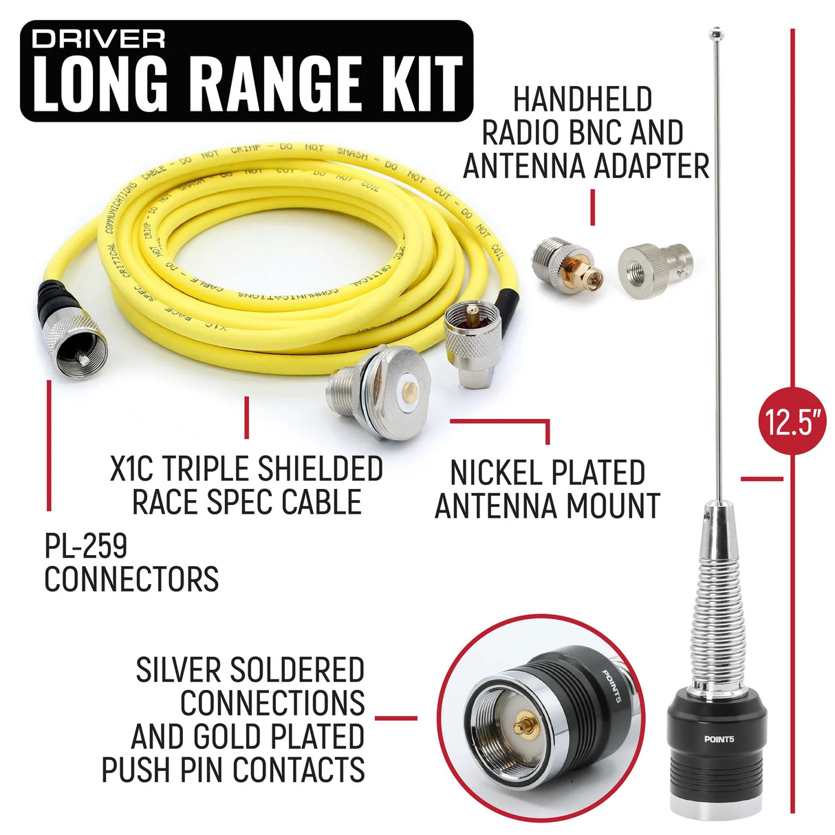 Rugged Radios IMSA Driver and Crew Chief Long Track Racing Kit with RDH16 Radios