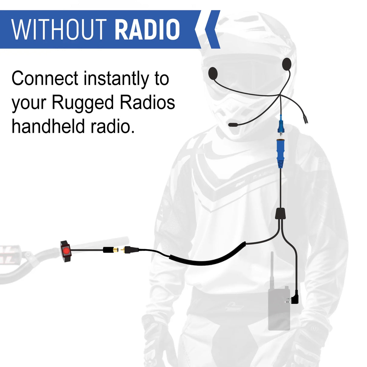 Rugged Radios MOTO MAX Complete Motorcycle Communication Kit with Heavy-Duty OFFROAD Cables-Without Radio