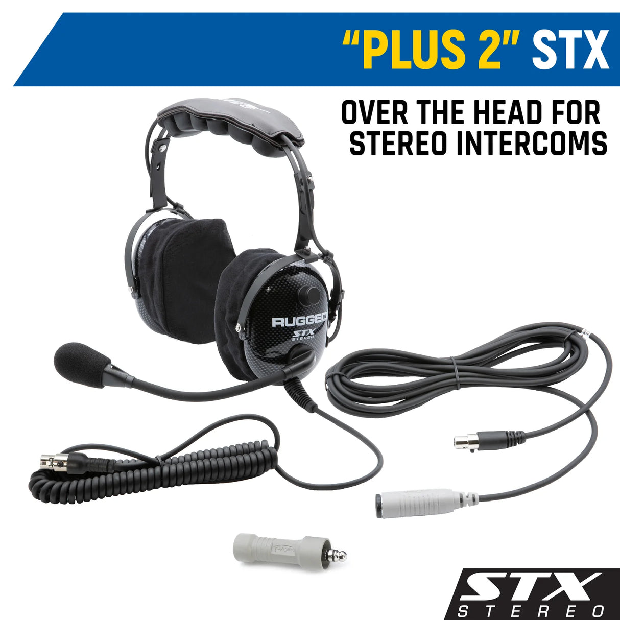 Rugged Radios Rear Seat Expansion Kit with 2 STX Over the Head Ultimate Over the Head Headsets