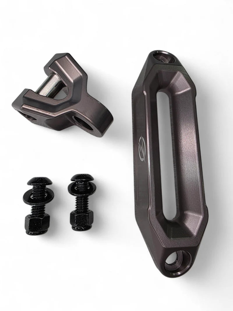 Elektric Offroad Winch Hawse Fairlead and Hook Combo Anodized Gun Metal