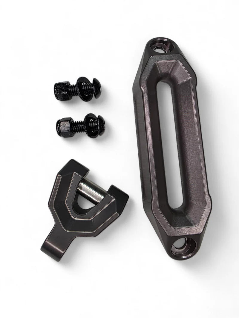 Elektric Offroad Winch Hawse Fairlead and Hook Combo Anodized Gun Metal