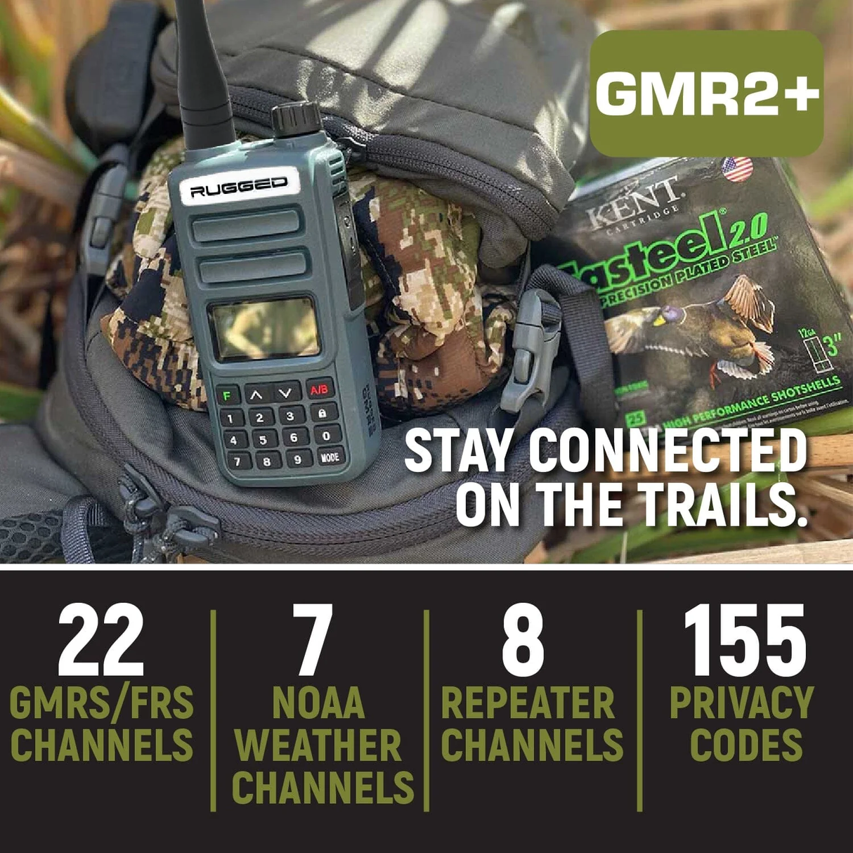 Rugged Radios Adventure Pack - Rugged GMR2 PLUS - GMRS and FRS Two Way Handheld Radios with Accessories- Safety Orange