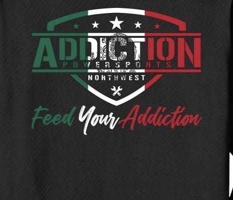 Addiction Powersports NW T-Shirt Black with Mexican Flag Inspired Logo