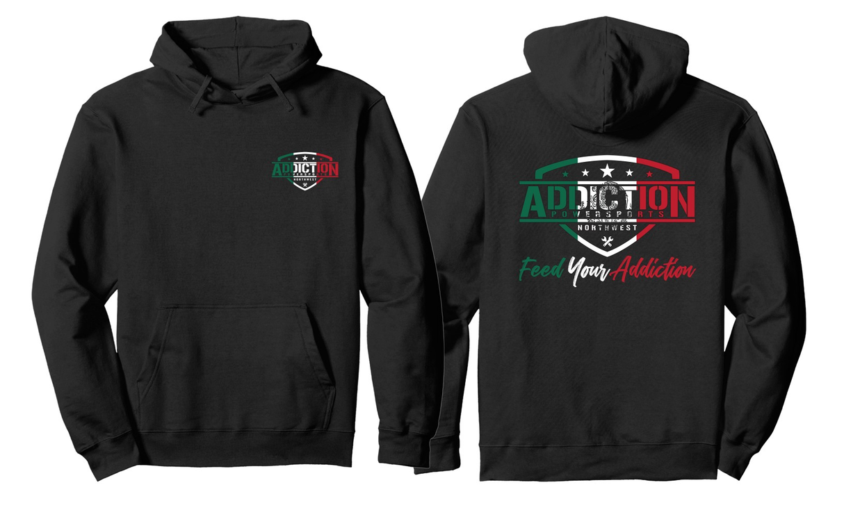 Addiction Powersports NW Mexican Flag Inspired Pull Over Hoodie