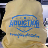 Addiction Powersports NW ZIP UP Hoodie Yellow with Denim Blue Logo