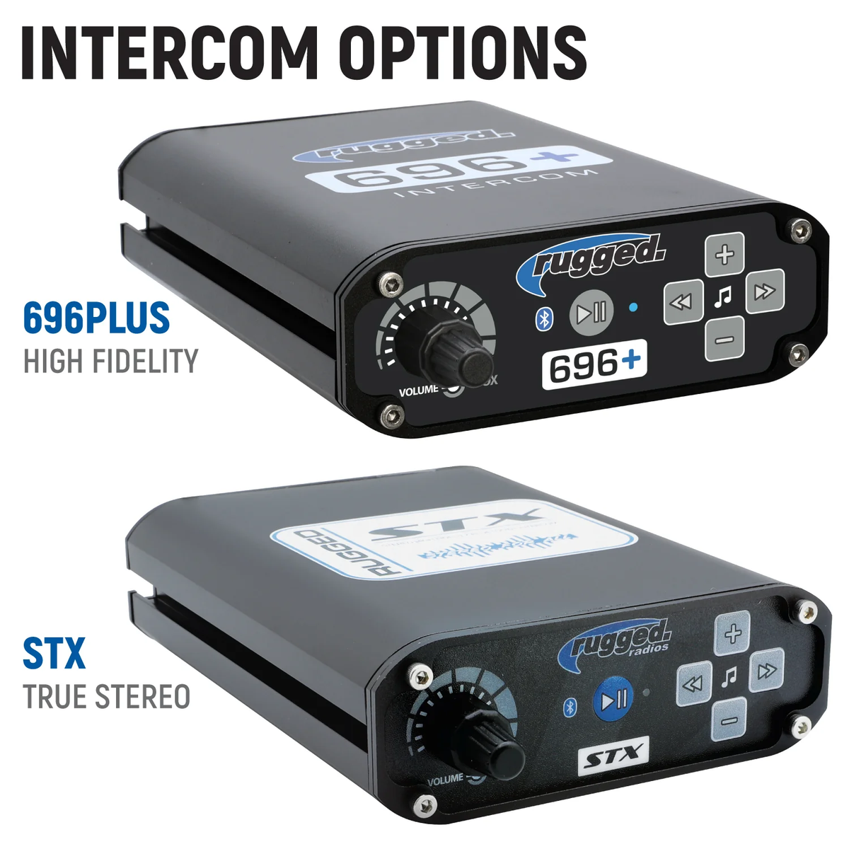 Rugged Radios Kawasaki Teryx KRX Complete Communication STX Sterep Kit with Bluetooth Intercom and 2-way M1 VHF Business Band Radio