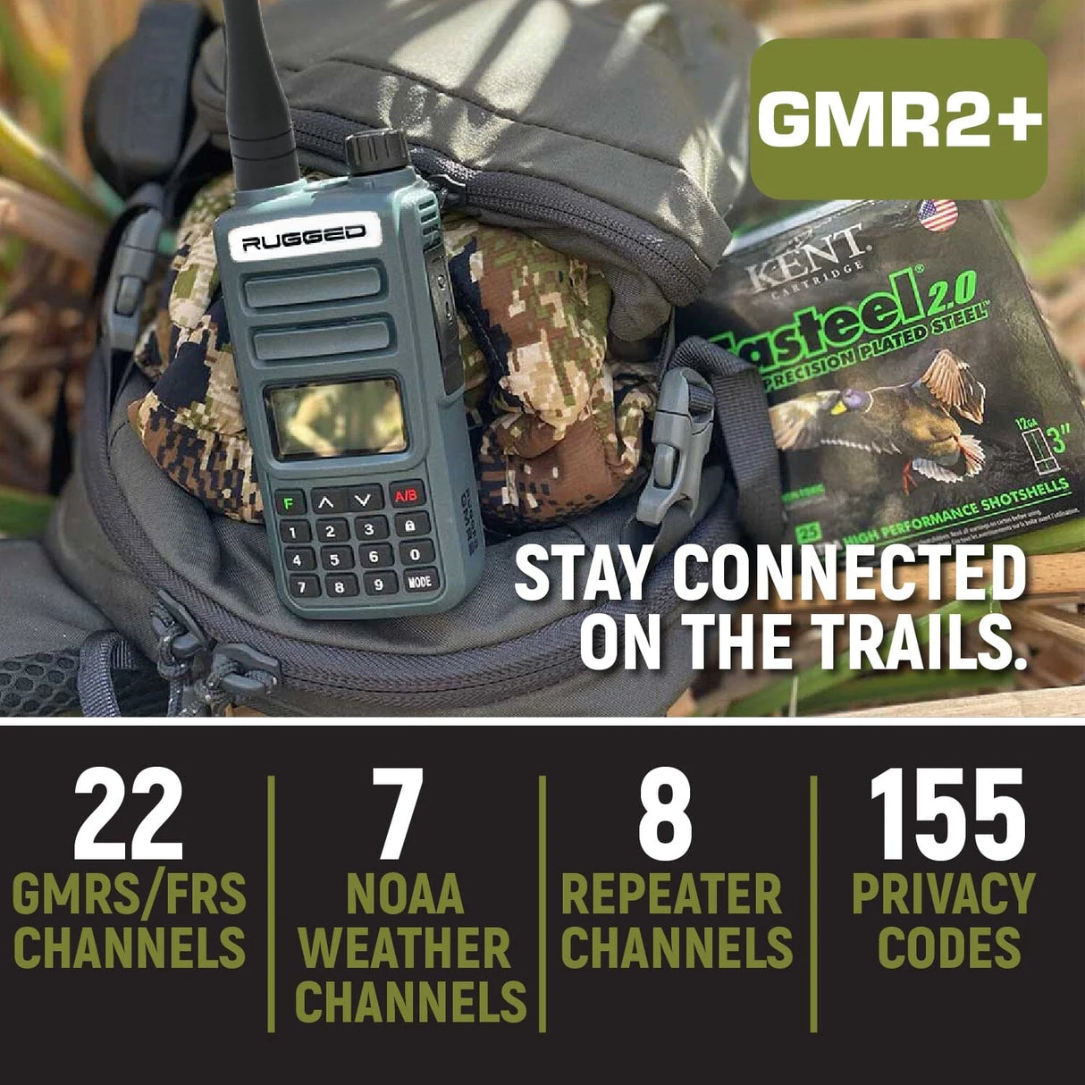 Rugged Radios Adventure Pack - Rugged GMR2 PLUS - GMRS and FRS Two Way Handheld Radios with Accessories- Safety Orange