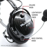 Rugged Radios AlphaBass Carbon Fiber Stereo Headset with Bass Boost and Volume Control