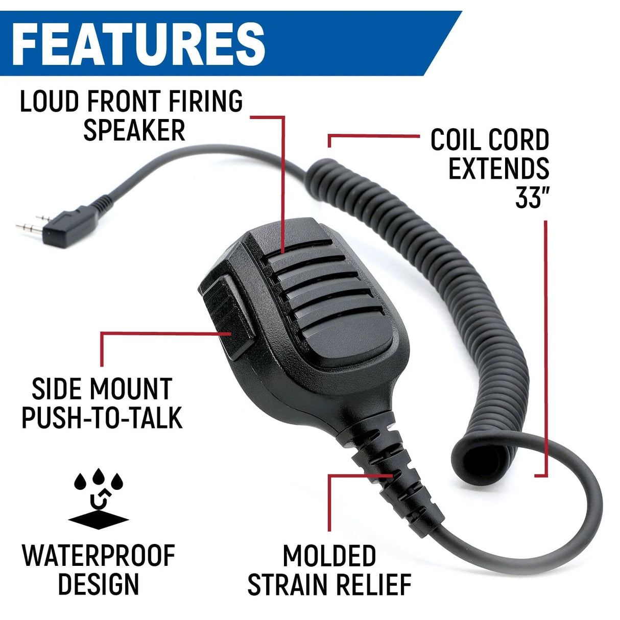 Rugged Radios Rugged GMR2 PLUS - GMRS and FRS Two Way Handheld Radio with Hand Mic