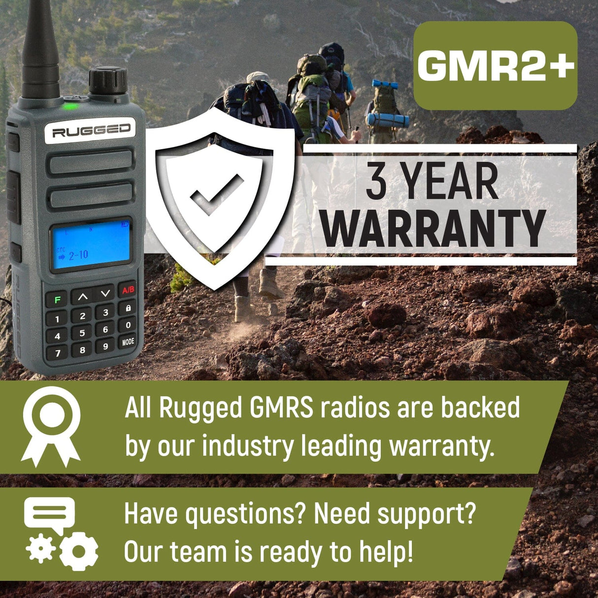 Rugged Radios Rugged GMR2 PLUS - GMRS and FRS Two Way Handheld Radio with Hand Mic