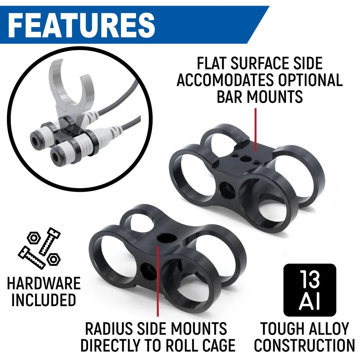 Rugged Radios Dual Headset or Helmet Jack - Bar Mount- STX