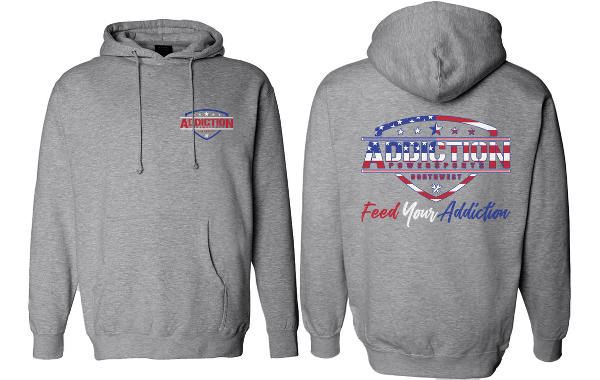 Addiction Powersports NW American Flag Inspired Pull Over Hoodie