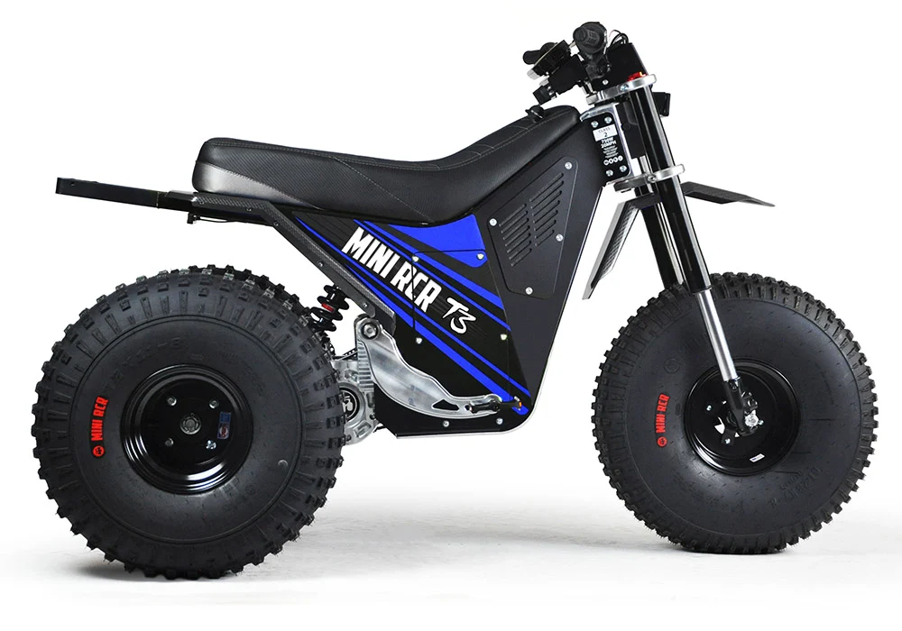 Mini RCR T3 Electric 3 Wheeler Bike Blue with Black Carbon Fenders