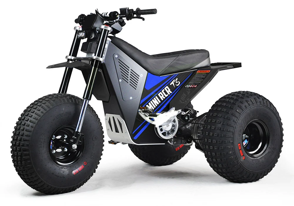 Mini RCR T3 Electric 3 Wheeler Bike Blue with Black Carbon Fenders