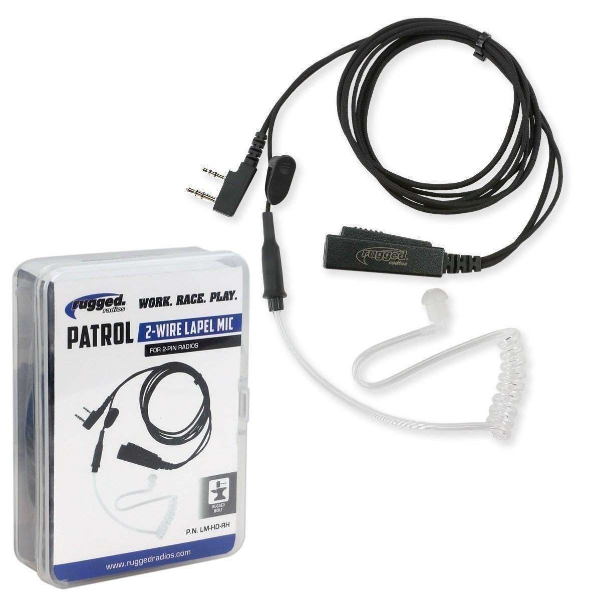 Rugged Radios Lapel Mic - 2 Wire with Acoustic Tube for Handheld Radios